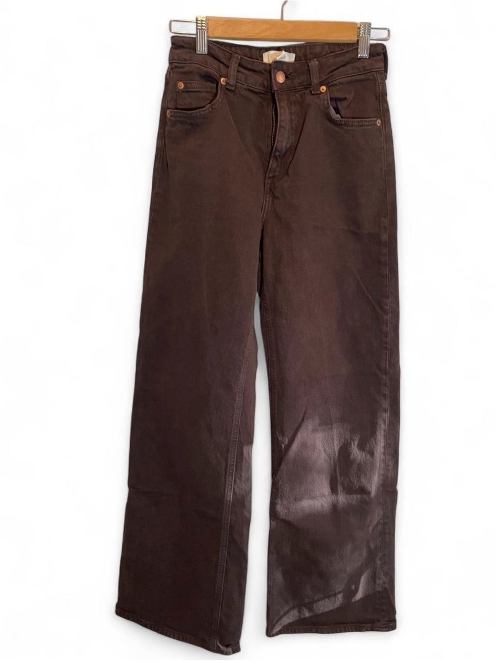 Women’s H&M High-Waisted Wide-Leg Jeans Solid Chocolate Brown size 4
